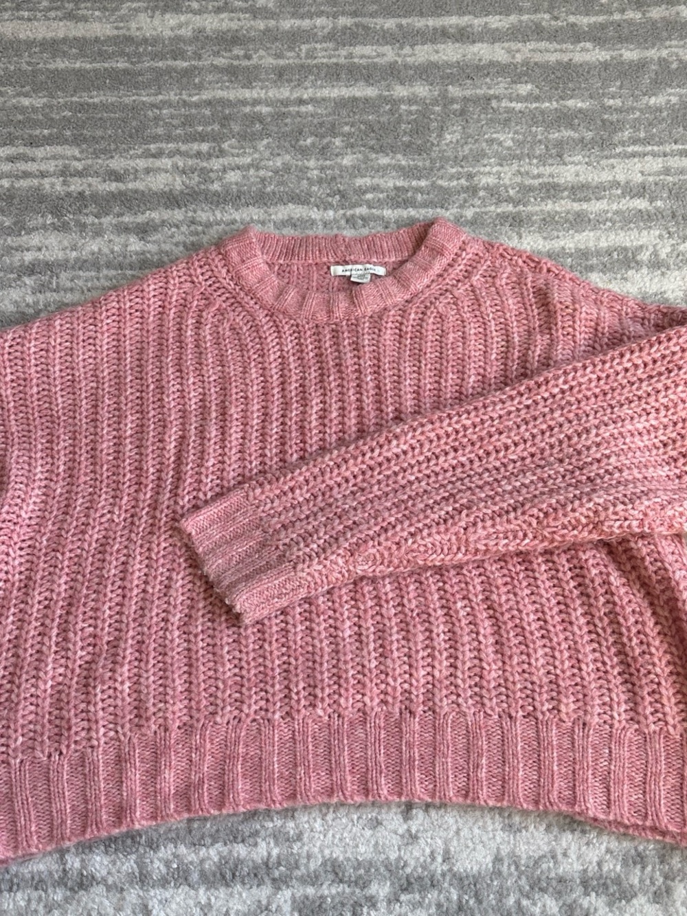 American Eagle Outfitters Rose Pink Chunky Crewneck Sweater